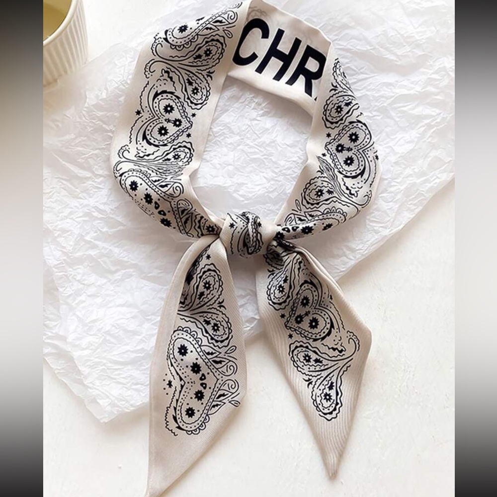 Elegant Black and White Paisley Twilly Scarf - You Pick - Picture 2 of 4